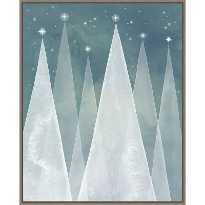Grace Popp Modern Evergreen Trees Canvas Print in Float Frame