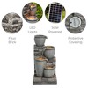 Teamson Home 30.7" 4-Tier Outdoor Metal and Polyresin Solar Birdbath Water Fountain with LED Lights and Pump Gray - 2 of 4