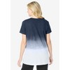 Woman Within Plus Size Short-Sleeve V-Neck Embroidered Dip Dye Tunic - 3 of 4