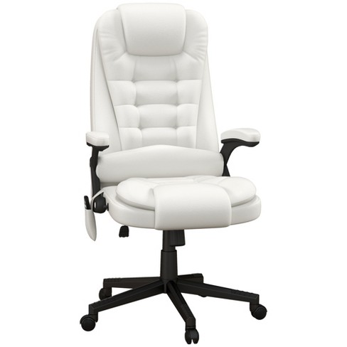 Vinsetto Vibration Massage Office Chair With Heat, Lumbar Pillow, Footrest,  Microfibre Comfy Computer Chair, White : Target