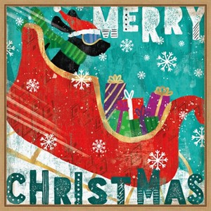 Amanti Art Merry Making III (Dog Sled) by Veronique Charron Canvas Wall Art Print Framed 16 x 16-in. - 1 of 4