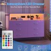 Dresser for Bedroom with LED Light & Charging Station, 6 Drawers Wooden Dressers with Open Space, Modern Chest of Double Wide Drawers - 3 of 4