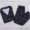 PJ Couture Women's Star Print Notch Pajama Set, Medium, Black - 4 of 4