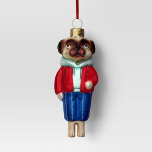 Christmas Glass Pug Dog Ornament - Wondershop™ - 1 of 3