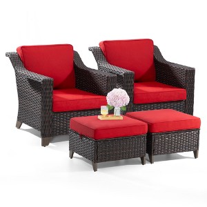 UPTIOT Patio Chair with Cushions and Ottomans - 1 of 4