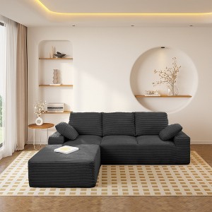 103.5'' L-Shaped Sectional Sofas, Modern Modular Corduroy Couch with Deep Seat for Living Room and Bedroom, No Assembly Required - 1 of 4