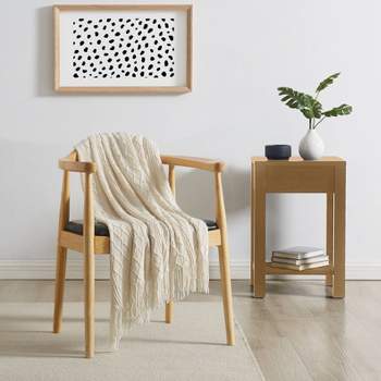 50"x60" Woven Texture Solid Throw Blanket Ivory - Brooklyn Loom