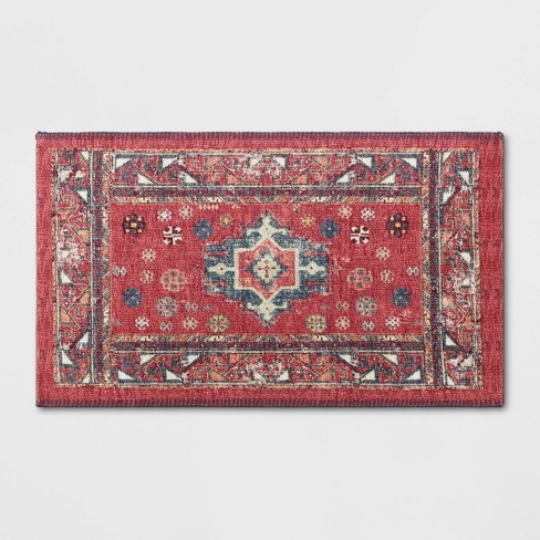 34 X 20 Vintage Persian Medallion Kitchen Rug Red - Threshold