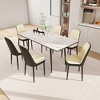 7-Piece Expandable Dining Set with Rectangle Table and 6 PU Armless Chairs - 4 of 4