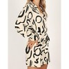 BLUEMING Womens Collar V Neck Striped Shirts Button Down Long Lantern Sleeves Tunic Mini Shirt Dress with Belt - 3 of 4