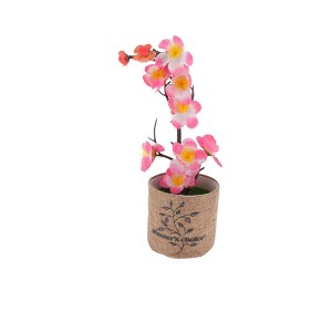 Unique Bargains Artificial Plants Golden Plum Blossom in Cloth Pot Plastic 4.72"x4.72"x11.42" 1 Pcs - 1 of 4