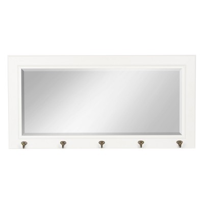 36" x 18" Pub Mirror with Metal Hooks White - DesignOvation