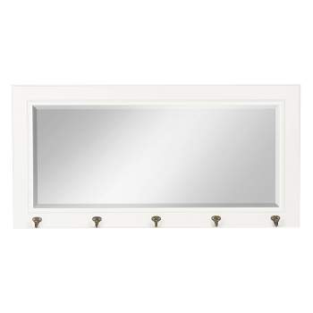 36" x 18" Pub Mirror with Metal Hooks White - DesignOvation