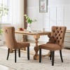 OUTSUPPLY Set of 2 Luxury Tufted Linen Accent Chairs, Wood Legs, High Back Support, 280lb Capacity - 4 of 4