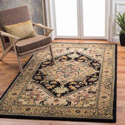Elegant Black Wool 4' x 6' Hand-Tufted Rectangular Area Rug
