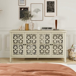 SKRAN Hollowed-out Cabinet with 2 Door 3 Drawers, American Furniture, Suitable for Bedroom, Living Room, Study - 1 of 4