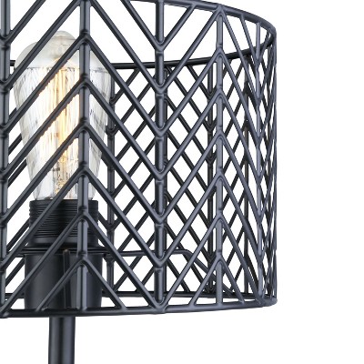 18.5" Black Metal Tripod Table Lamp with Cage Shade