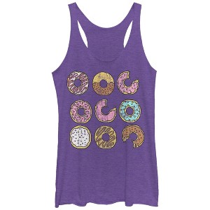 Women's Lost Gods Doughnut Cartoon Racerback Tank Top - 1 of 3
