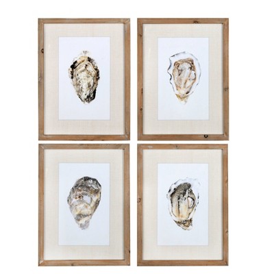 11.7" x 15.7" (Set of 4) Wood Framed Wall Canvases with Oyster Stlye - 3R Studios