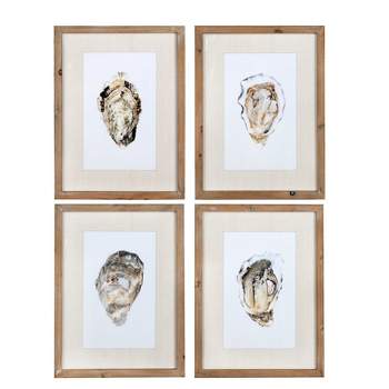 11.7" x 15.7" (Set of 4) Wood Framed Wall Canvases with Oyster Stlye - Storied Home