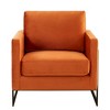 LeisureMod Lincoln Velvet Accent Arm Chair, Black Steel Frame - 3 of 4