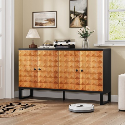 Modern Wooden Accent Buffet Cabinet with Adjustable Shelfs, Versatile Storage Sideboard for Living Room, Dining Room or Hallway-The Pop Home