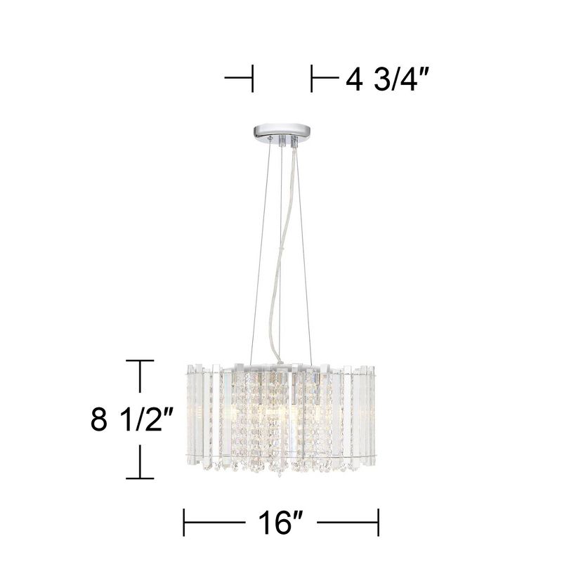 Possini Euro Design Mirabell Chrome Drum Pendant Chandelier 16" Wide Modern LED Clear Glass Crystal Prism 5-Light Fixture for Dining Room Kitchen Home, 5 of 9