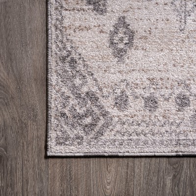 Gray Geometric Synthetic Reversible Area Rug 2' x 10'