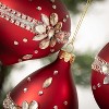 Matte Red Gem Ornament Multicolor 5.5"H Glass Set of 3 - 2 of 2