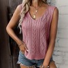 Clearlove Women's Cable Knit Sweater Vest V-Neck Sleeveless Tank Top Short Sleeve Shirts Summer Vacation Casual Ribbed Tops - 4 of 4