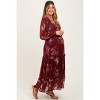 Pinkblush Burgundy Floral Chiffon V-Neck Long Sleeve Maternity Maxi Dress - 2 of 3