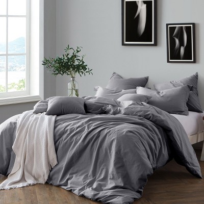 Ash Gray King/California King Cotton Duvet Cover Set