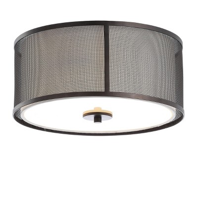 Contemporary Layne 14" Flush Mount in Dark Grey and White