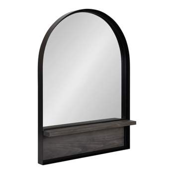 Kate and Laurel Owing Framed Arch Mirror with Shelf, 24x32, Gray