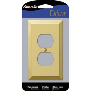 Amerelle Century Polished Brass 1 gang Stamped Steel Duplex Outlet Wall Plate 1 pk - 1 of 1
