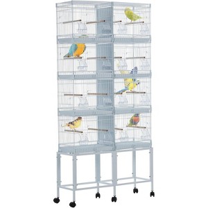 Large Parakeet Cage with Rolling Stand, Spacious Bird Home with Detachable Base, Easy-Clean Tray Included, Mobile & Stable Design - 1 of 1
