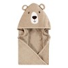Hudson Baby Cotton Animal Face Hooded Towel, Tan Bear, One Size - 3 of 4