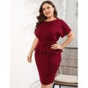 Whizmax Plus Size Cocktail Party Dress Bodycon Elegant Midi Dress Peplum Business Work Office Sheath Pencil with Belt - 3 of 4