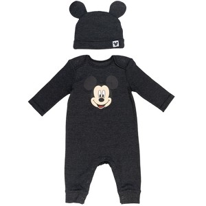 Disney Winnie the Pooh 101 Dalmatians Lion King Mickey Mouse Minnie Mouse Baby Snap Coverall and Hat Newborn to Infant - 1 of 4