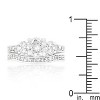 Slickblue Women’s Triple Stone Wedding Set – Rhodium Finish with Clear Cubic Zirconia, Size 5-10 - 3 of 4