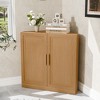 Wooakway Trapezoidal Corner Cabinet with Doors Decorative Storage Cabinet Freestanding Wood Shelf for Multi-Room Natural Wood/Black/Light Walnut/White - 2 of 4