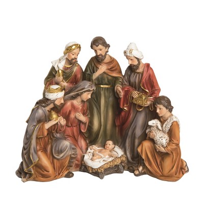 Transpac Resin 9 in. Multicolor Christmas Sculpted Robe Nativity Decor