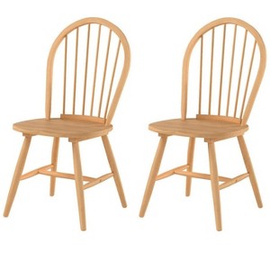 ADILE  Dining Chairs Set of 2, Wood Windsor Chairs, Spindle Back, Oak - 1 of 3