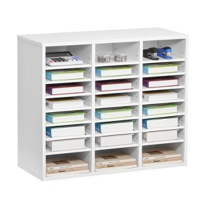 VEVOR Literature Organizer, 24 Compartments Office Mailbox with Adjustable Shelves, Wooden Mailbox Sorter Medium Density Fiberboard, White - 1 of 4