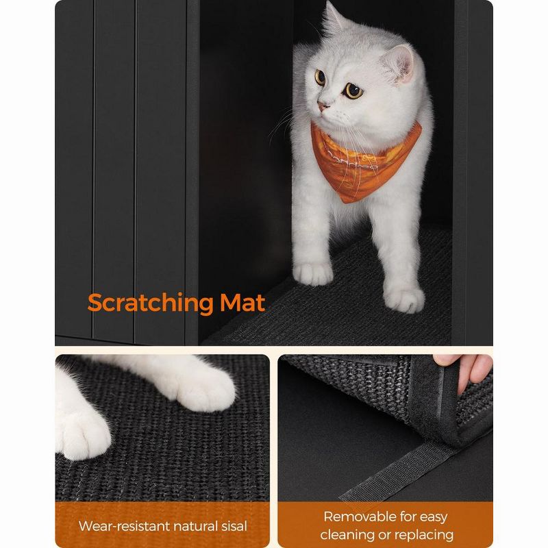 Feandrea Litter Box Enclosure, Modern Furniture with Scratching Mat, Cat House, 4 of 6