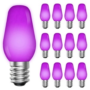 Luxrite C7 LED Red Replacement Light Bulbs, String Lights, 0.5W, Shatterproof Colored Candelabra Bulb, Enclosed Fixture Rated E12 Base 12 Pack - 1 of 4