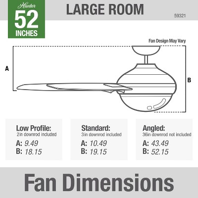 52" Matte Black Ceiling Fan with Globe Light and Wall Control