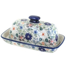 Blue Rose Polish Pottery M074 Manufaktura Butter DIsh - 1 of 2