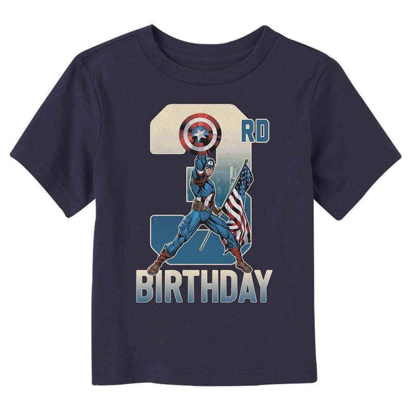 Toddler's Marvel 3rd Birthday Capitan America T-Shirt, 1 of 4