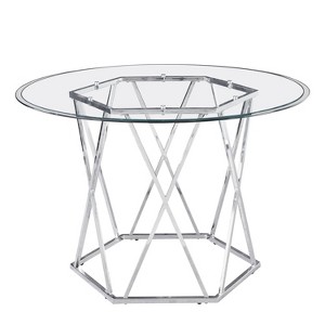 Steve Silver Co. Escondido Dining Table Chrome : 48" Modern Glass Top, Metal Frame, Seats 4 - 1 of 4